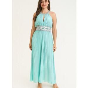 Style brand dress Maxi sea foam green lightweight accordion egyptian style SZ SM